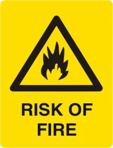 W 216 — WARNING -  RISK OF FIRE